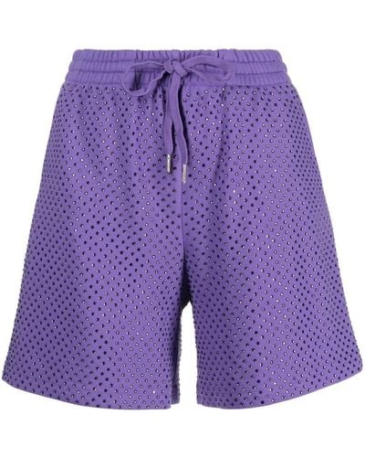 P.A.R.O.S.H. Rhinestone-embellished Drawstring Shorts - Purple