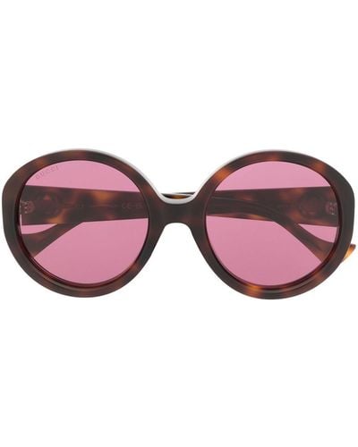 Gucci Side Logo-plaque Detail Sunglasses - Red