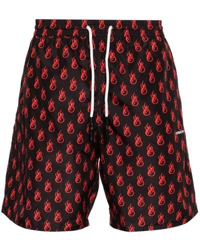 Vision Of Super Flame-print Swim Shorts - Red