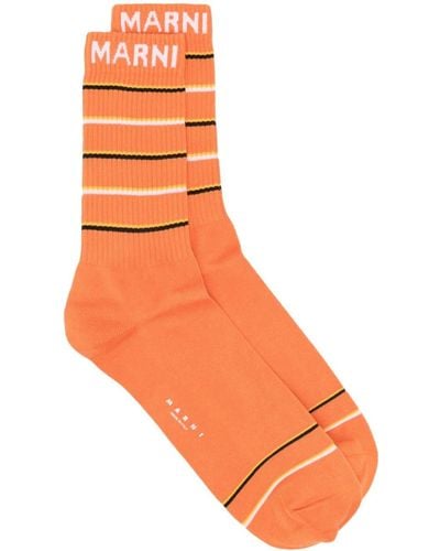 Marni Katoenen Sokken Met Geborduurd Logo - Oranje