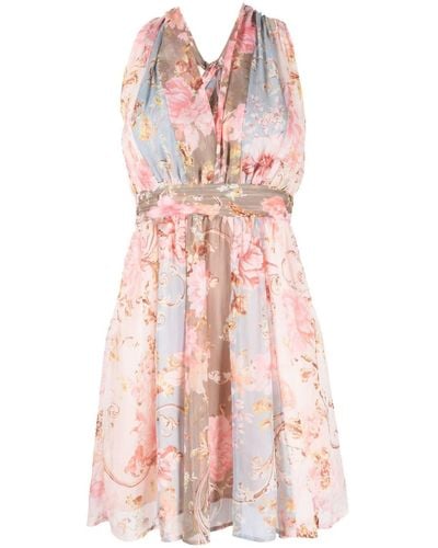 Liu Jo Patchwork-Kleid mit Blumen-Print - Pink