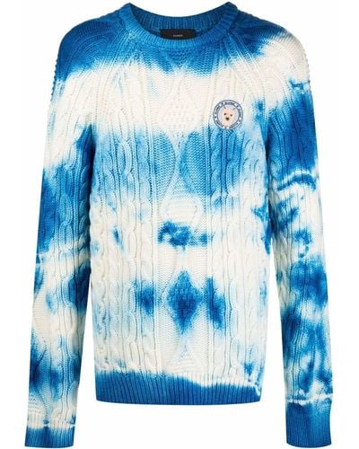 Alanui Tie-dye Cable-knit Sweater - Blue