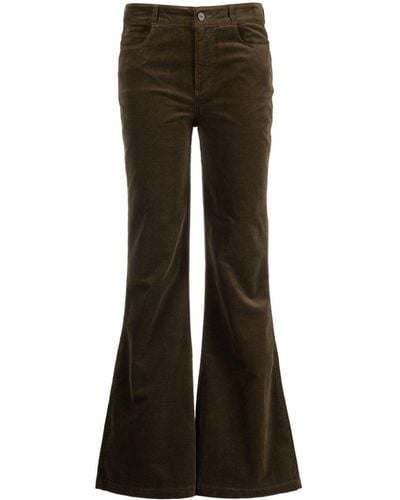 PAIGE Logo-patch Corduroy Flared Trousers - Black