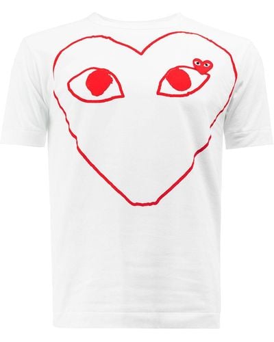 COMME DES GARÇONS PLAY Short Sleeve Heart Print T-shirt - White