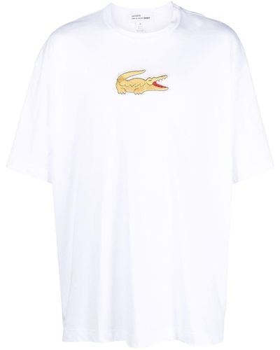 Comme des Garçons X Lacoste T-Shirt mit Kroko-Patch - Weiß