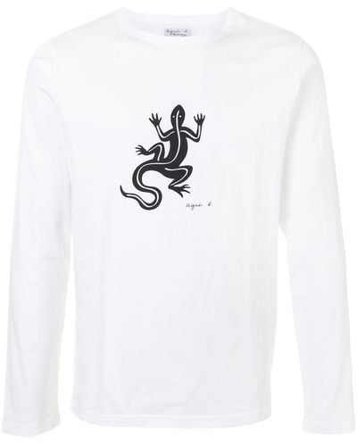 agnès b. Coulos Lizard-print T-shirt - White