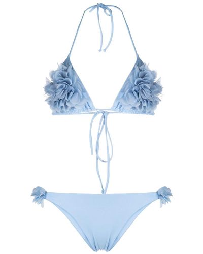 LaRevêche Shayna Floral-appliqué Bikini - Blue