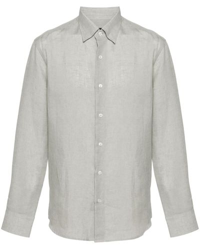 Brioni Chambray Linen Shirt - Gray