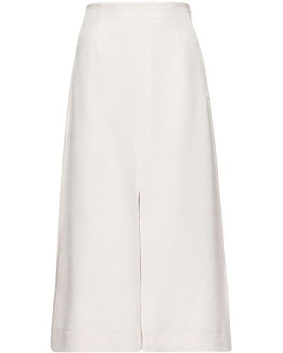 Prada Garment-dyed Silk Twill Midi Skirt - White