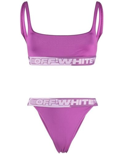 Off-White c/o Virgil Abloh Bikini con franja del logo - Morado