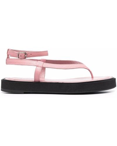 BY FAR Cece Grained-leather Sandals - Pink