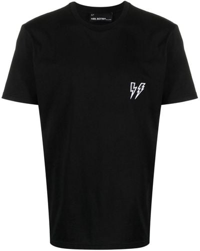Neil Barrett Thunderbolt-embroidered Cotton T-shirt - Black