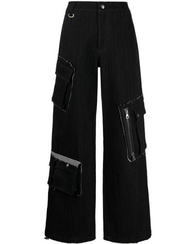 ANDERSSON BELL Mulina Crinkled Cargo Trousers - Black