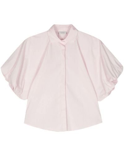 Mazzarelli Popeline-Bluse mit Puffärmeln - Pink