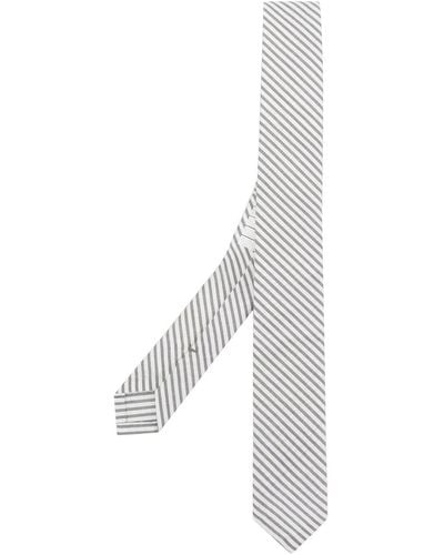 Thom Browne Cravate à rayures diagonales - Gris