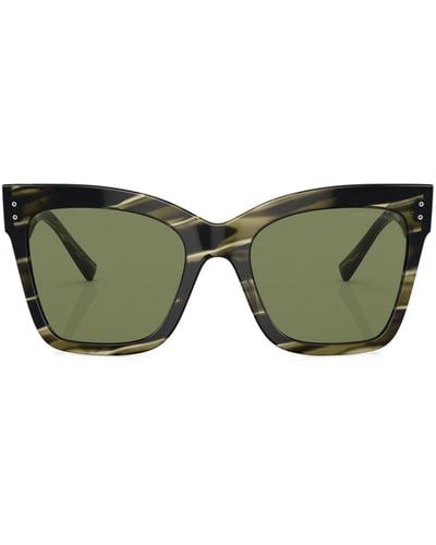 Giorgio Armani Logo-print Square-frame Sunglasses - Green