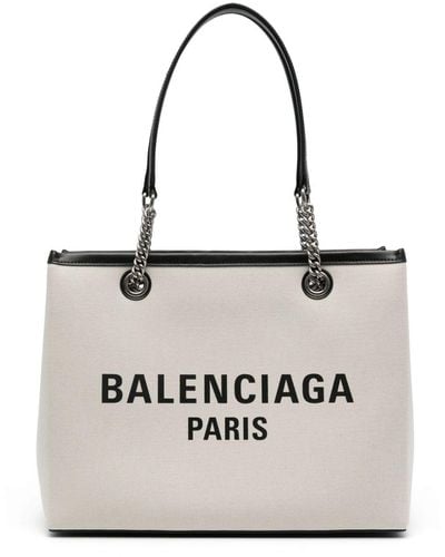 Balenciaga Shopper aus Canvas mit Logo-Print - Weiß