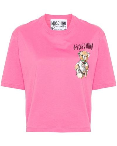 Moschino T-shirt Met Logoprint - Roze