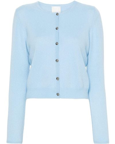 Allude Round-neck Cropped Cashmere Cardigan - Blue