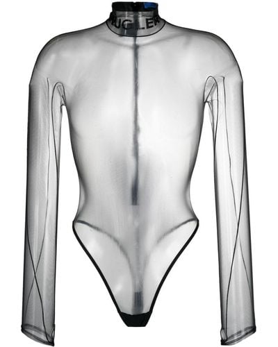 Mugler Body semi trasparente con logo - Grigio