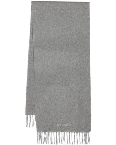 Corneliani Logo-embroidered Cashmere Scarf - Grey