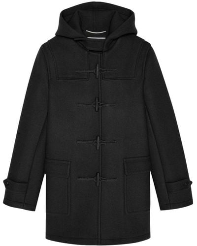 Saint Laurent Hooded Duffle Coat - Black