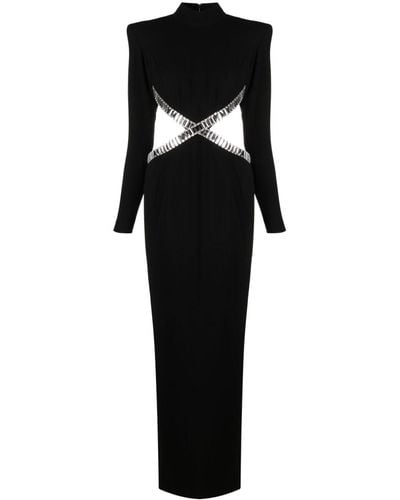 Jean Louis Sabaji Crystal-trim Cut-out Crepe Maxi Dress - Black