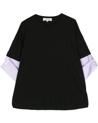 Enfold Gelaagd T-shirt - Zwart