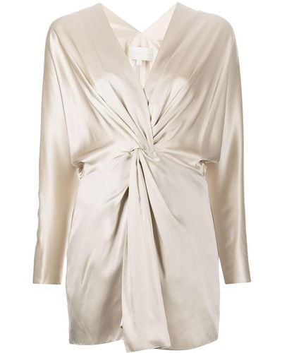 Michelle Mason Twist-detail Silk Dress - Natural