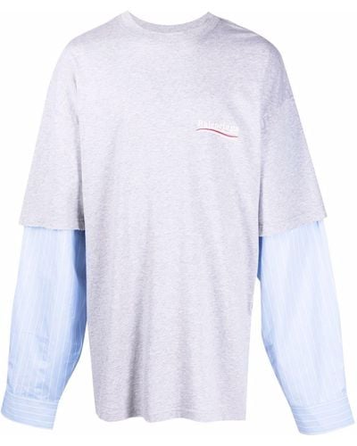 Balenciaga Camiseta oversize a capas - Gris