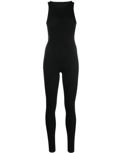 Laneus Open-back Sleeveless Jumpsuit - Black