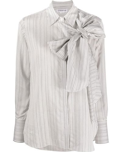 Victoria Beckham Striped Long-sleeved Shirt - Grey