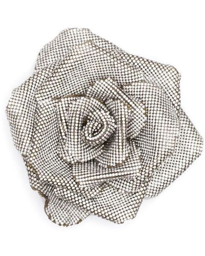 GIUSEPPE DI MORABITO Floral Rhinestone-embellished Pin - Gray
