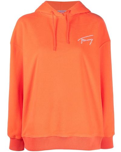 Tommy Hilfiger Sudadera con capucha y logo bordado - Naranja