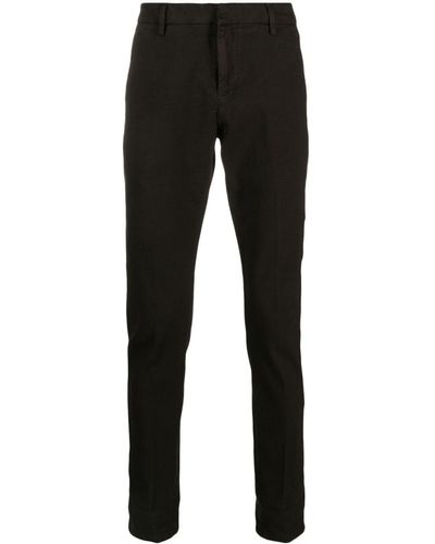 Dondup Washed Cotton Slim-cut Trousers - Black