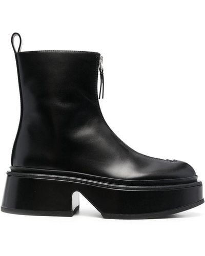 Jil Sander Zipped Leather Booties - Black
