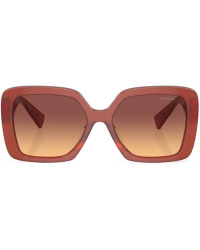 Miu Miu Logo-plaque Square-frame Sunglasses - Pink