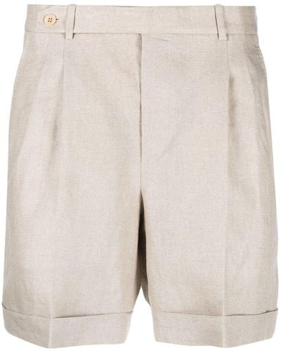 Brioni Shorts Met Plooidetail - Naturel