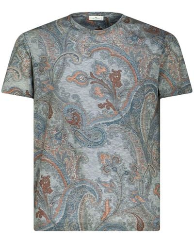 Etro Paisley-print Lyocell T-shirt - Gray