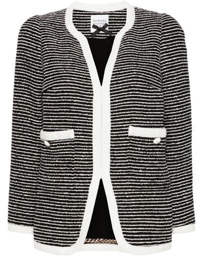 Edward Achour Paris Striped Tweedj Acket - Black