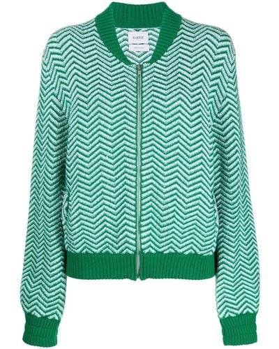 Barrie Chevron-knit Zip-up Jacket - Green