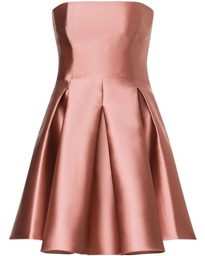 Alberta Ferretti Strapless Satin Mini Dress - Pink