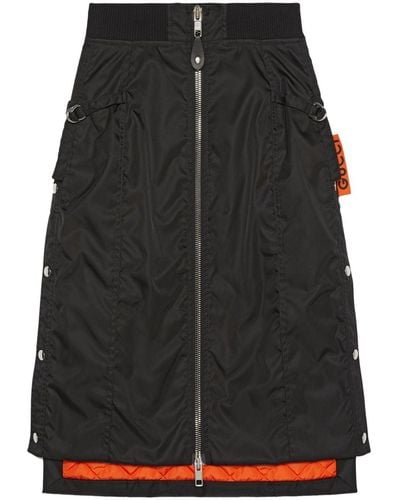Gucci A-line Zip-up Midi Skirt - Black