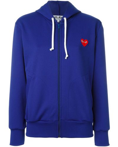COMME DES GARÇONS PLAY - Embroidered Heart Hoodie - Women - Polyester - L - Blue