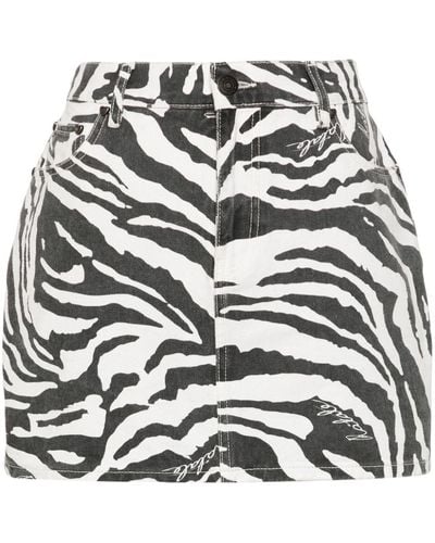 ROTATE BIRGER CHRISTENSEN Zebra-print Organic Cotton Mini Skirt - Black