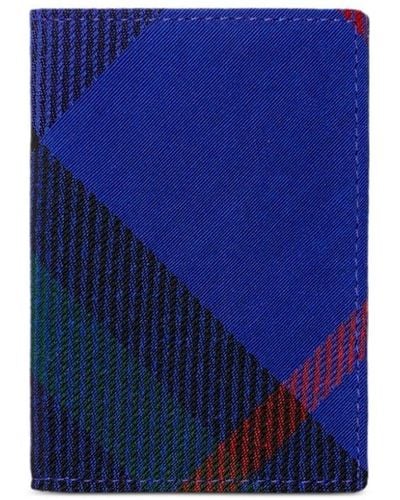 Burberry Porte-cartes pliant à carreaux - Bleu