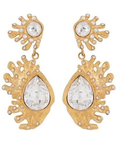 Oscar de la Renta Cactus Crystal-embellished Earrings - Metallic