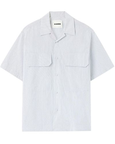 Jil Sander Striped Short-sleeve Cotton Shirt - White