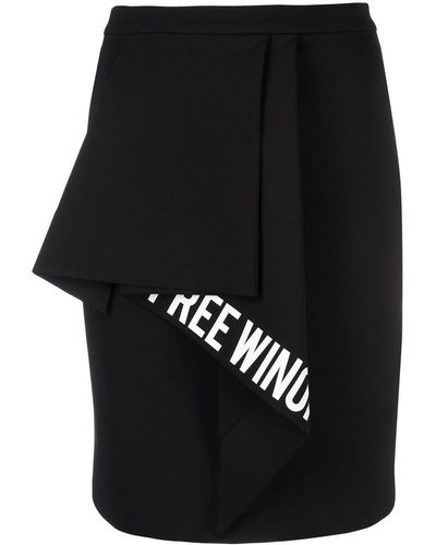 Off-White c/o Virgil Abloh Slogan-print Ruffled-detail Skirt - Black