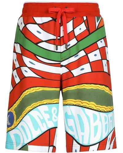 Dolce & Gabbana Abstract-pattern Drawstring Shorts - Green